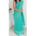 Turquoise green embroidered saree